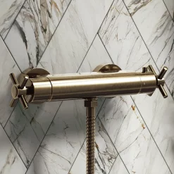 Chatsworth Antique Brass Crosshead Bottom Outlet Thermostatic Bar Shower Valve -Bathroom Extractor Fans Sales chab61a d4