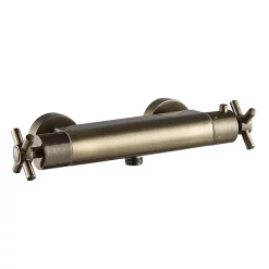 Chatsworth Antique Brass Crosshead Bottom Outlet Thermostatic Bar Shower Valve -Bathroom Extractor Fans Sales chab61a l