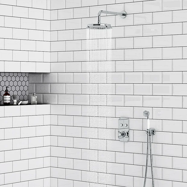 Chatsworth Traditional Twin Push-Button Shower Valve With 2 Outlets 3 Chatsworth Traditional Twin Push-Button Shower Valve With 2 Outlets