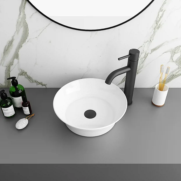 Arezzo Round Matt Black High Rise Mono Basin Mixer Tap 5 Arezzo Round Matt Black High Rise Mono Basin Mixer Tap - Image 3