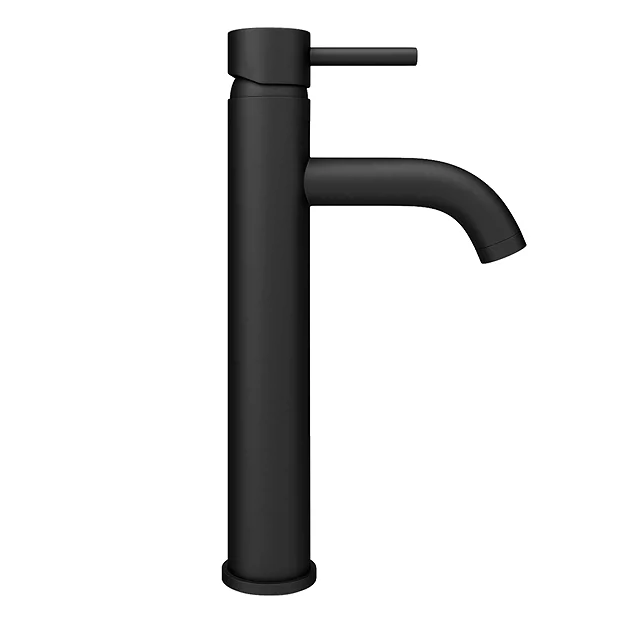Arezzo Round Matt Black High Rise Mono Basin Mixer Tap 6 Arezzo Round Matt Black High Rise Mono Basin Mixer Tap - Image 4