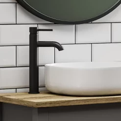 Arezzo Round Matt Black High Rise Mono Basin Mixer Tap