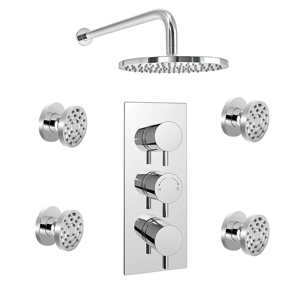Cruze Bathroom Cruze Triple Concealed Shower Valve With Fixed Shower Head + 4 Body Jets 7 Cruze Bathroom Cruze Triple Concealed Shower Valve With Fixed Shower Head + 4 Body Jets - Image 5