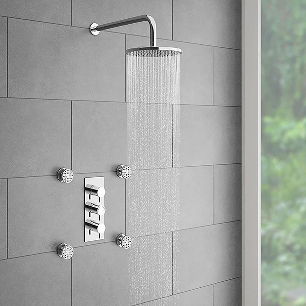 Cruze Bathroom Cruze Triple Concealed Shower Valve With Fixed Shower Head + 4 Body Jets 4 Cruze Bathroom Cruze Triple Concealed Shower Valve With Fixed Shower Head + 4 Body Jets - Image 2