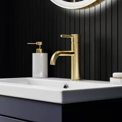 Arezzo Round Brushed Brass Basin Mono Mixer Tap -Bathroom Extractor Fans Sales ct022bb n d1