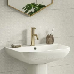 Arezzo Round Brushed Brass Basin Mono Mixer Tap -Bathroom Extractor Fans Sales ct022bb n d2