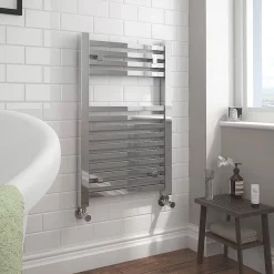 Victorian Plumbing Cube Heated Towel Rail - Chrome (500 X 690mm) -Bathroom Extractor Fans Sales cubeheatedtowelrailchrome500x800mmd1