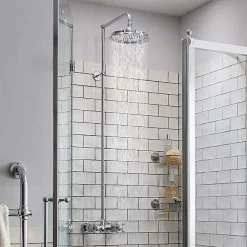 Urlington Bathroom Burlington Eden Thermostatic Single Outlet Exposed Shower Bar Valve & Rigid Riser With Fixed Head