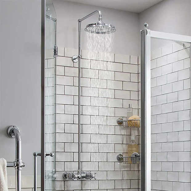 Urlington Bathroom Burlington Eden Thermostatic Single Outlet Exposed Shower Bar Valve & Rigid Riser With Fixed Head 3 Urlington Bathroom Burlington Eden Thermostatic Single Outlet Exposed Shower Bar Valve & Rigid Riser With Fixed Head