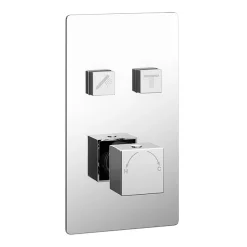 Milan Bathroom Milan Twin Modern Square Push-Button Shower Valve With 2 Outlets