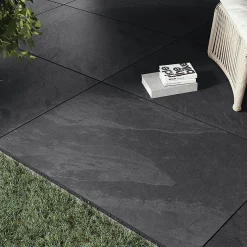 Victorian Plumbing Grado Black Outdoor Stone Effect Floor Tile - 600 X 900mm -Bathroom Extractor Fans Sales gra6090blk d1