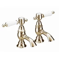 Heritage Bathroom Heritage - Glastonbury Basin Pillar Taps - Vintage Gold