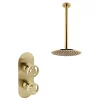 Arezzo Brushed Brass Industrial Style Shower System With Concealed Valve + Ceiling Mounted Head -Bathroom Extractor Fans Sales is3bbpkd5