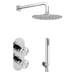Arezzo Chrome Industrial Style Shower System With Concealed Valve, Head + Handset