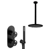 Arezzo Matt Black Industrial Style Shower System With Valve, Handset + Ceiling Mounted Head -Bathroom Extractor Fans Sales is5mbpkd4