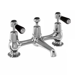 Urlington Bathroom Burlington Kensington Black Bridge Basin Mixer With Plug & Chain Waste