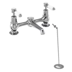 Urlington Bathroom Burlington Kensington - 2 Tap Hole Bridge Basin Mixer With Plug & Chain -Bathroom Extractor Fans Sales ke10d2