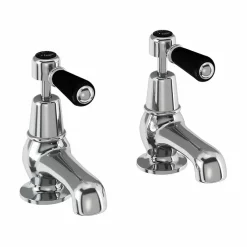 Urlington Bathroom Burlington Kensington Black Basin Taps 3"