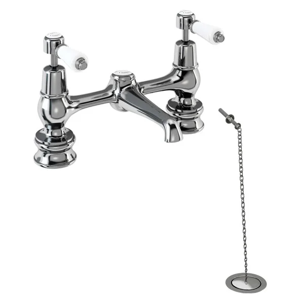 Urlington Bathroom Burlington Kensington Regent 2 Tap Hole Bridge Basin Mixer W/ Plug & Chain 5 Urlington Bathroom Burlington Kensington Regent 2 Tap Hole Bridge Basin Mixer W/ Plug & Chain - Image 3