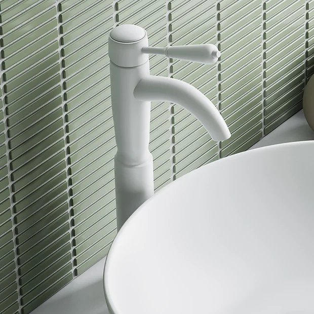 Victorian Plumbing Lancaster Traditional Matt White Tall Mono Basin Mixer Tap 4 Victorian Plumbing Lancaster Traditional Matt White Tall Mono Basin Mixer Tap - Image 2