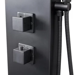 Milan Bathroom Milan Shower Tower Panel - Matt Black (Thermostatic) -Bathroom Extractor Fans Sales mb3bsp d4