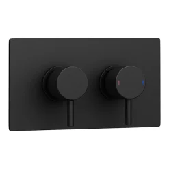 Arezzo Round Modern Twin Concealed Shower Valve With Diverter - Matt Black -Bathroom Extractor Fans Sales mbrdsvd n d1