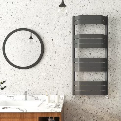 Milan Bathroom Milan Bow-Fronted Anthracite 1200 X 550 Designer Flat Panel Heated Towel Rail -Bathroom Extractor Fans Sales mbtr125a4 d2