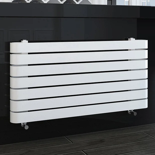 Milan Bathroom Milan Curved White 1000 X 500 Horizontal Designer Flat Panel Heated Towel Rail 4 Milan Bathroom Milan Curved White 1000 X 500 Horizontal Designer Flat Panel Heated Towel Rail - Image 2