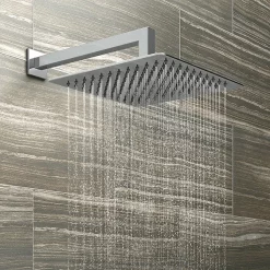 Milan Bathroom Milan Square Wall Mounted Thermostatic Shower Valve With Handset + 300mm Fixed Shower Head -Bathroom Extractor Fans Sales milsvhpk3nd2