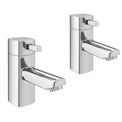 Victorian Plumbing Neo Minimalist Basin Pillar Taps - Chrome