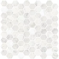 Fine Decor Wallpap Hexagon Marble Peel & Stick Backsplash Tiles - Pack Of 4 -Bathroom Extractor Fans Sales nh2359 d1