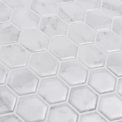 Fine Decor Wallpap Hexagon Marble Peel & Stick Backsplash Tiles - Pack Of 4 -Bathroom Extractor Fans Sales nh2359 d4