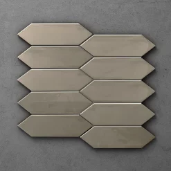 Victorian Plumbing Otsu Elongated Hexagon Mosaic Tile Sheet Gloss Grey - 324 X 292mm