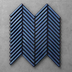 Victorian Plumbing Otsu Herringbone Mosaic Tile Sheet Gloss Light Blue - 277 X 266mm