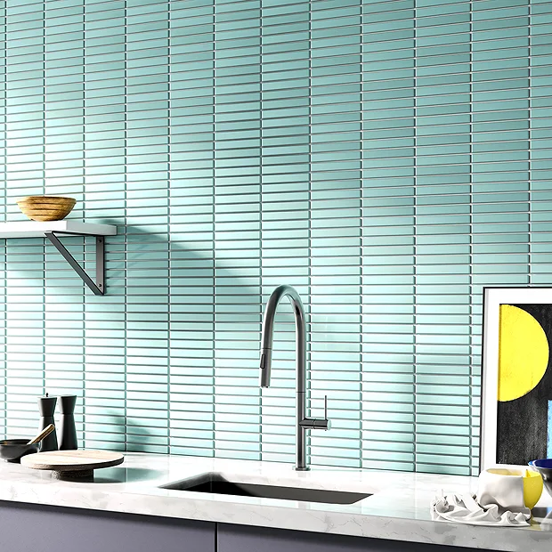 Victorian Plumbing Otsu Kit-Kat Mosaic Tile Sheet Gloss Light Teal - 295 X 295mm 3 Victorian Plumbing Otsu Kit-Kat Mosaic Tile Sheet Gloss Light Teal - 295 X 295mm