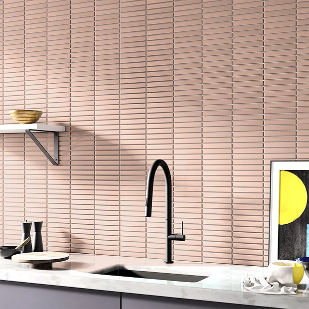 Victorian Plumbing Otsu Kit-Kat Mosaic Tile Sheet Gloss Pink - 295 X 295mm 6 Victorian Plumbing Otsu Kit-Kat Mosaic Tile Sheet Gloss Pink - 295 X 295mm - Image 4