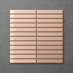Victorian Plumbing Otsu Kit-Kat Mosaic Tile Sheet Gloss Pink - 295 X 295mm