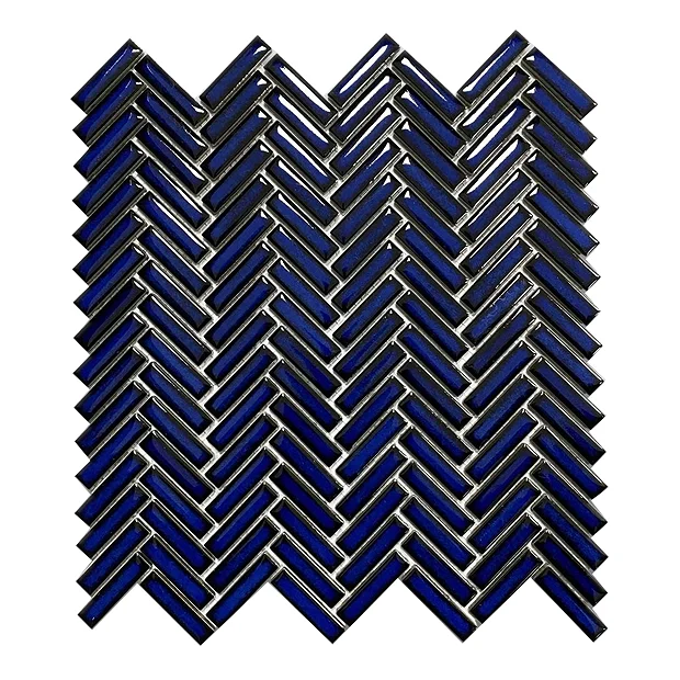 Victorian Plumbing Otsu Mini Herringbone Mosaic Tile Sheet Gloss Dark Blue - 306 X 290mm 5 Victorian Plumbing Otsu Mini Herringbone Mosaic Tile Sheet Gloss Dark Blue - 306 X 290mm - Image 3