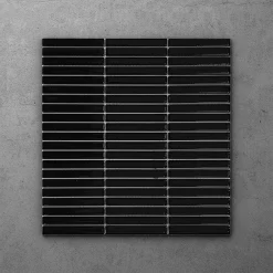 Victorian Plumbing Otsu Mini Kit-Kat Mosaic Tile Sheet Gloss Black - 290 X 280mm