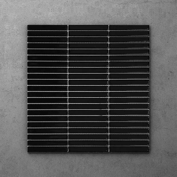 Victorian Plumbing Otsu Mini Kit-Kat Mosaic Tile Sheet Gloss Black - 290 X 280mm 3 Victorian Plumbing Otsu Mini Kit-Kat Mosaic Tile Sheet Gloss Black - 290 X 280mm