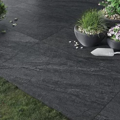 Victorian Plumbing Pacific Anthracite Outdoor Stone Effect Floor Tile - 600 X 900mm -Bathroom Extractor Fans Sales pac6090ant d1