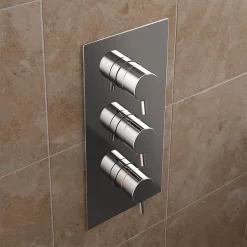 Bristan - Prism Thermostatic Recessed Dual Control Three Handle Shower Valve With Integral Twin Stopcocks