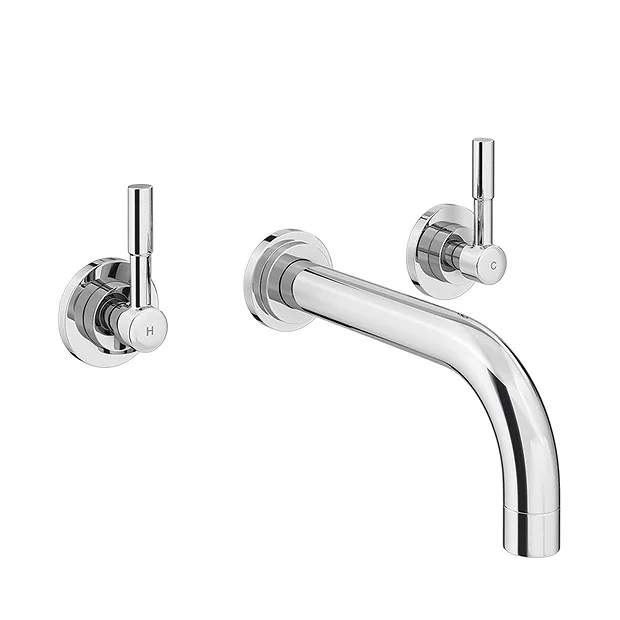 Victorian Plumbing Primo Modern Wall Mounted Basin Mixer - Chrome 4 Victorian Plumbing Primo Modern Wall Mounted Basin Mixer - Chrome - Image 2