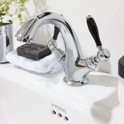 Imperial Radcliffe Chrome Tall Mono Basin Mixer With Black Levers + Waste