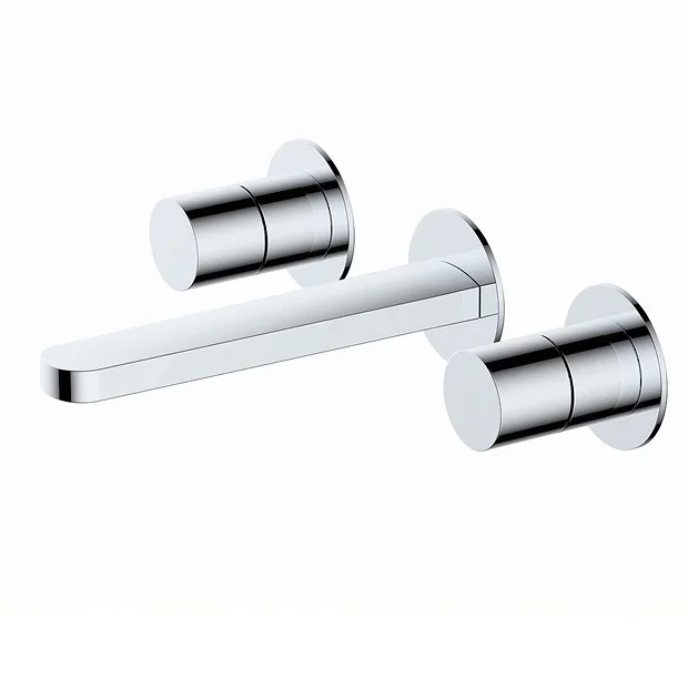 RAK Ceramic RAK Petit Round Wall Mounted 3 Hole Basin Mixer Chrome 3 RAK Ceramic RAK Petit Round Wall Mounted 3 Hole Basin Mixer Chrome