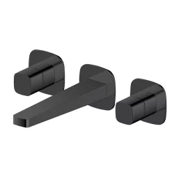RAK Ceramic RAK Petit Square Wall Mounted (3TH) Basin Mixer Matt Black