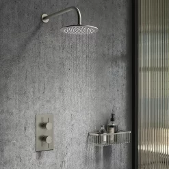 Arezzo Gunmetal Grey Round Shower Package With Concealed Valve + Head -Bathroom Extractor Fans Sales rd2gmpkl