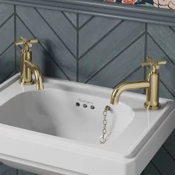 Urlington Bathroom Burlington Riviera Art Deco Gold Basin Pillar Taps -Bathroom Extractor Fans Sales riv7gold d1