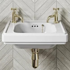 Urlington Bathroom Burlington Riviera Art Deco Gold Basin Pillar Taps -Bathroom Extractor Fans Sales riv7gold d2
