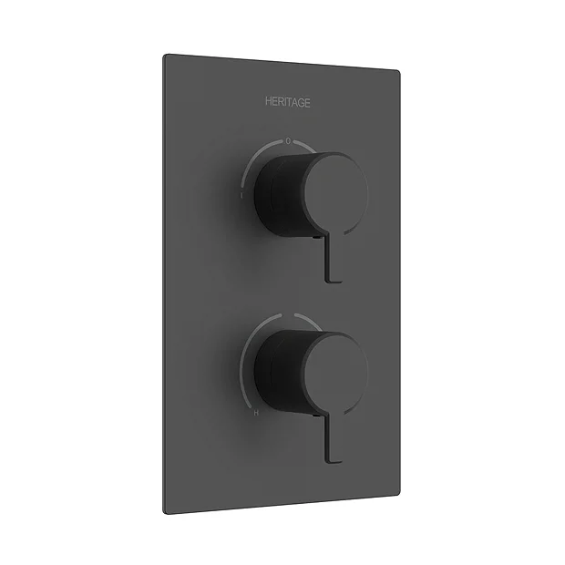 Heritage Bathroom Heritage Dartmouth 2 Outlet Twin Concealed Thermostatic Shower Valve - Matt Black 3 Heritage Bathroom Heritage Dartmouth 2 Outlet Twin Concealed Thermostatic Shower Valve - Matt Black